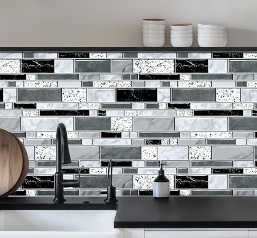 WENMER Peel and Stick Backsplash Wallpaper, Kitchen Backsplash Wallpaper, Kitchen Peel and Stick Wall Paper, Tile Contact Paper for Countertop, Bathroom 17.7"x 236" - size: 17.7" x 197"