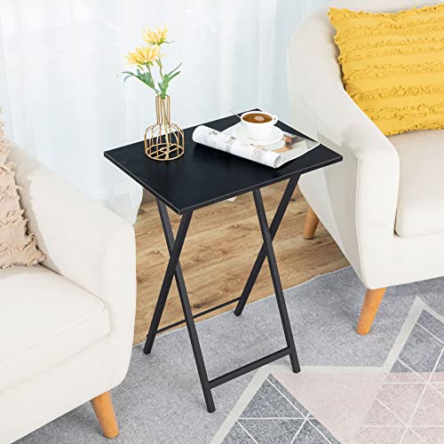 HOOBRO Folding TV Tray Table, Stable Snack Table for Small Space, Portable Sofa Side Table, Easy Assembly and Storage, Ideal for Snacks and Meals in Living Room, Black BK15BZ01 - color: Black
