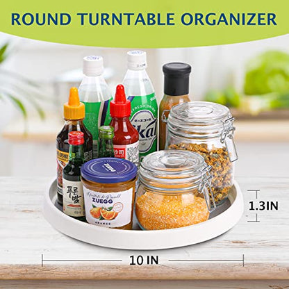 Lazy Susan Turntable, Set of 4, 10 Inch Non-Skid Lazy Susan Organizer for Cabinet, Pantry Organization, Kitchen Storage, Bathroom Sink Cabinet, Refrigerator, Countertop, Spice Rack (4 Pack 10 in) - size: Grey 10 In 4 Pack