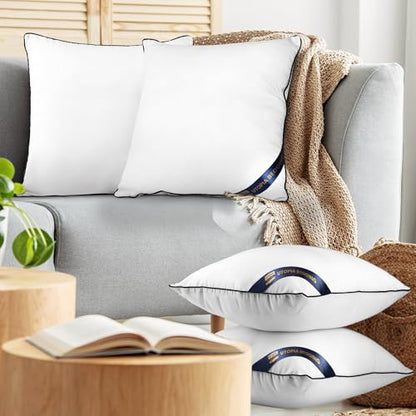 Utopia Bedding 18x18 Throw Pillow Inserts, Decorative Pillows, Pack of 4 | Piping Throw Pillows, Plush & Supportive, Aesthetic Cushion Sham Stuffer for Sofa, Office, Couch & Bed, Set of 4, White - size: 18x18 Inch