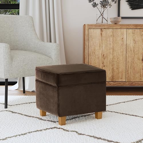 HomePop 18" Classic Square Storage Ottoman - Chocolate Brown Velvet - color: Chocolate Brown Velvet