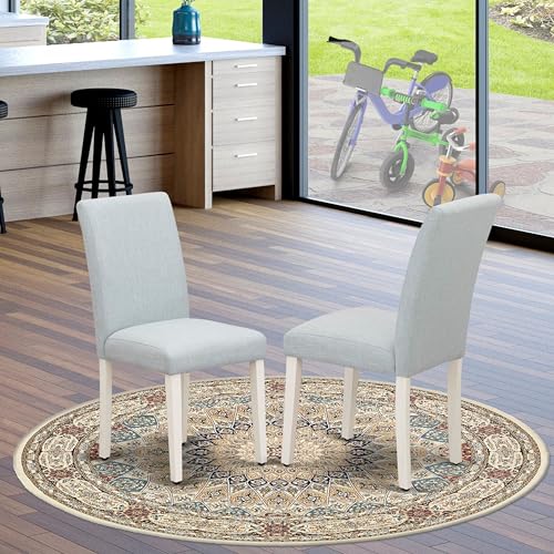 East West Furniture ABP0T15 Abbott Parson Dining Chairs - Baby Blue Linen Fabric Upholstered Chairs, Set of 2, Linen White - color: Abp0t15