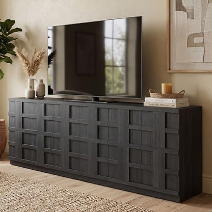 VividVibe Sideboard Buffet Cabinet with Storage, 62.6”W Credenza Storage Cabinet, Large Cabinet with 6 Compartments, Console Table for Dining Room, Kitchen, and Living Room, Entryway (Charcoal Oak) - color: Charcoal Oak