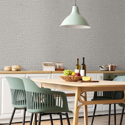 WADILE Grasscloth Peel and Stick Wallpaper 15.7in x 78.7in, Textured Contact Paper for Cabinets, Faux Linen Wall Paper Pull and Stick, Fabric Vinyl Wallpaper Self Adhesive Light Gray | Textured contact paper, Faux linen, Vinyl material, Cabinets, Self adh