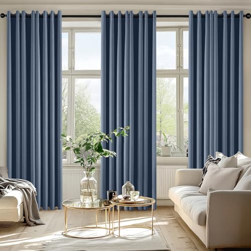 MIULEE Blackout Curtains for Bedroom 2 Panels 50 x 84 Inch Long Stone Blue | Thermal Insulated, Living Room Darkening Grommet Drapes, Noise Reducing, Light Blocking Window Treatments - color: Stone Blue, size: 50"W x 84"L (Pack of 2)