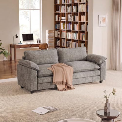 Homall 79.3" Loveseat Sofa, Cloud Sofa Couch, Deep Seat, Light Grey | Comfy Chenille, Double Layer Cushion, Wide Armrest, High-Density Foam, Sturdy Frame, Easy Assembly, for Living Room - color: Light Grey, size: Loveseat Sofa