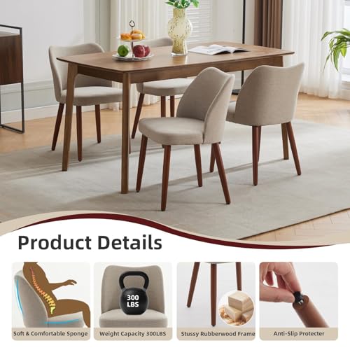 GarveeHome Dining Chairs Set of 4, Modern Hollow Back Dining Room Chair | Upholstered Kitchen Chairs with Adjustable Foot Pads, Wooden Dinner Chair for Kitchen Dining Room - color: Camel