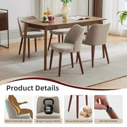 GarveeHome Dining Chairs Set of 4, Modern Hollow Back Dining Room Chair | Upholstered Kitchen Chairs with Adjustable Foot Pads, Wooden Dinner Chair for Kitchen Dining Room - color: Camel