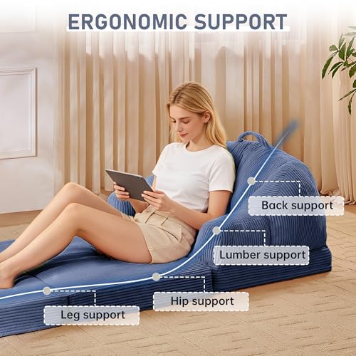 wanan Folding Sofa Bed, 3-in-1 Convertible Boneless Couch with Handle, Floor Lounger & Sleeper Chair for Adults, Comfy Folding Couch Single Sofa for Living Room Bedroom, Slate Blue - color: Slate Blue