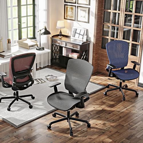 T96 Mesh Office Chair,Ergonomic Computer Desk Chair,Sturdy Task Chair- Adjustable Lumbar Support & Armrests,Tilt Function,Comfort Wide Seat,Swivel Home Office Chair - color: Charcoal