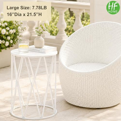 HFHOME Nesting Coffee Tables Set of 3, Industrial Metal Stacking Accent Side Tables Circle Table for Small Space, Living Room, Apartment, Bedroom Indoor - White - color: Classic White