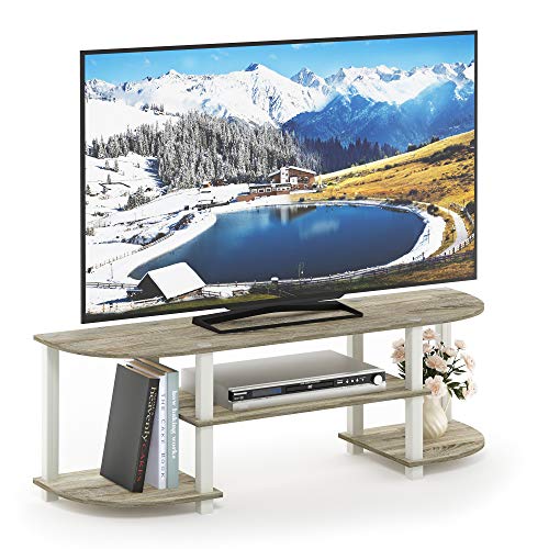 Furinno Turn-S-Tube Wide TV Entertainment Center, Sonoma Oak/White, 47. 25x13. 4x15. 9 | Toolless Entertainment Center with Open Storage Shelves, Media Console Table with Soundbar Shelf for Living Room, Bedroom - color: Sonoma Oak/White, size: Wide