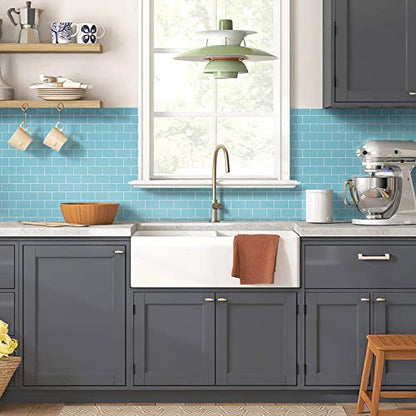 STICKGOO Subway Tile Peel and Stick Backsplash, Thicker Design 12" x 12" Stick on Backsplash Tiles for Kitchen, Bathroom, Wall Tile (10 Sheets, Blue) - color: Blue
