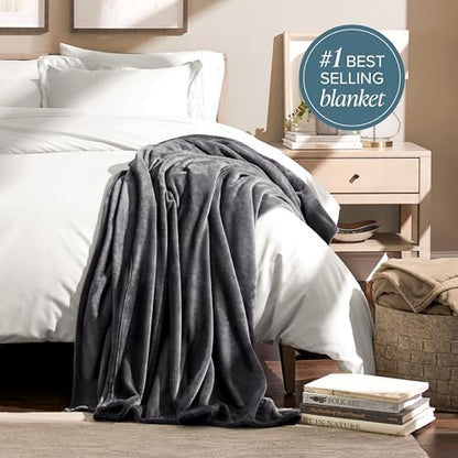 Bare Home Fleece Blanket Luxury Microplush (Full/Queen, Grey) | Ultra-Soft Lightweight Blanket for Bed, Sofa, and Couch, Cozy & Warm Blanket - color: 02 - Grey, size: Full/Queen