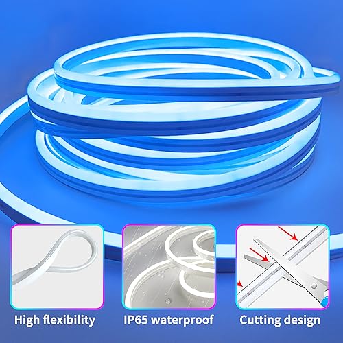 segrass 100ft LED neon Lights with Remote APP Control IP65 Waterproof Flexible Neon LED Strip Lights 24v RGB LED neon Rope Lights for Bedroom Room Outdoors Decor（2 Rolls of 50ft - size: 100ft