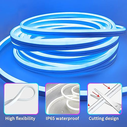 segrass 100ft LED neon Lights with Remote APP Control IP65 Waterproof Flexible Neon LED Strip Lights 24v RGB LED neon Rope Lights for Bedroom Room Outdoors Decor（2 Rolls of 50ft - size: 100ft