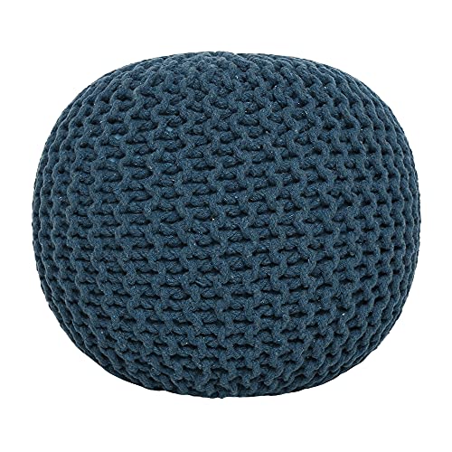 · REDEARTH · Round Pouf Ottoman - Hand Knitted Boho Poof Footrest - Teal | 100% Cotton, 19.5"x19.5"x14"; Doubles as Footstool, Foot Rest; Great for Living Room, Bedroom, Nursery, Patio, Dorm, Lounge - color: Teal, size: 19.5"D x 19.5"W x 14"H