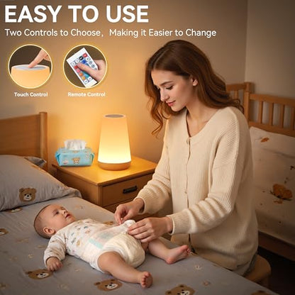 Auxmir Rechargeable Night Light, Remote Control Lamp, Light Brown-2 Pack | touch control, 13 colors, 5 brightness levels, 4 lighting modes, 1/2/4/6-hour auto-off, portable for nursery and camping - color: Light Brown-2 Pack