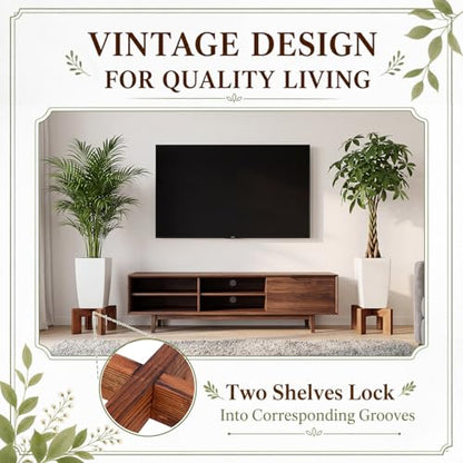 Tandefio 5 Pack Fall Wood Plant Stand Indoor Outdoor Plant Holder Modern Sturdy Planter Stands, Single Flower Pot Holder , Fit 5-9 Inch Variety Pot, Easily Assemble, Retro Brown (8 x 4.5 Inches) - size: 7.87 x 4.53 Inches