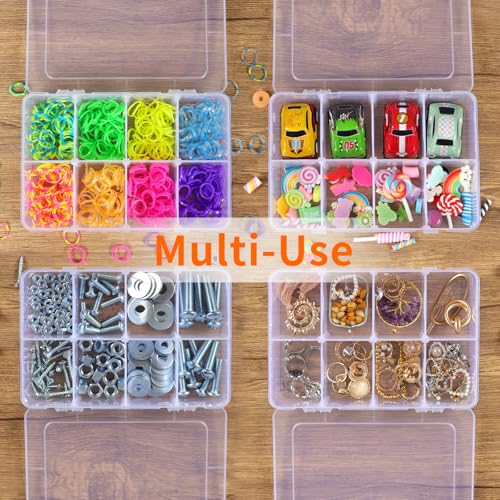 QUEFE Bead Organizer Box 2 Pack 8 Grid Plastic Tackle Box Storage Dividers | Plastic Organizer, Removable Dividers, for Candies Snacks Electronics Jewelry and Small Parts, Drawer and Craft Storage - size: 2pcs
