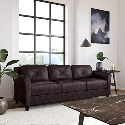 Studio Living Harrington 80.3" Sofa, Transitional Modern, Pocket Coil Comfort, Easy Assembly, Vegan Leather, Java - color: Java, size: Sofa