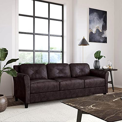 Studio Living Harrington 80.3" Sofa, Transitional Modern, Pocket Coil Comfort, Easy Assembly, Vegan Leather, Java - color: Java, size: Sofa