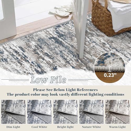 Entryway Runner Rug 2x4ft,Non Slip Carpet Runner,Multi | Machine Washable Runner Rug with Silicone Backing; Stain Resistant Surface for Entryways, Kitchens and High Traffic Areas - color: Abstract-multi, size: 2' x 4' (Runner)