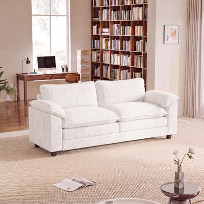 Homall 79.3" Loveseat Sofa, Cloud Sofa Couch, Deep Seat, White | Comfy Chenille, Double Layer Cushion, Wide Armrest, High-Density Foam, Sturdy Frame, Easy Assembly, for Living Room - color: White, size: Loveseat Sofa