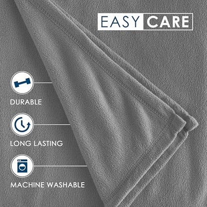 Twin Size Fleece Bed Blanket | Comfy Supersoft Fleece Blanket – All-Season Light Weight Throw Blanket | Luxuriously Soft | Throw Blanket for Couch and Sofa | Machine Wash | Gray | (Pack of 2) - color: Grey, size: Twin (Pack of 2)