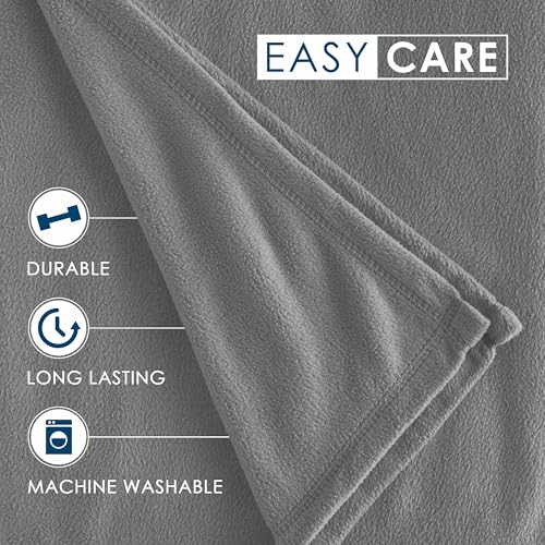 Full/Queen Size Fleece Blanket | Comfy Supersoft Fleece Blanket Full Size – All-Season Light Weight Throw Blanket | Luxuriously Soft | Throw Blanket for Couch and Sofa | Machine Wash | Gray - color: Grey, size: Full Queen
