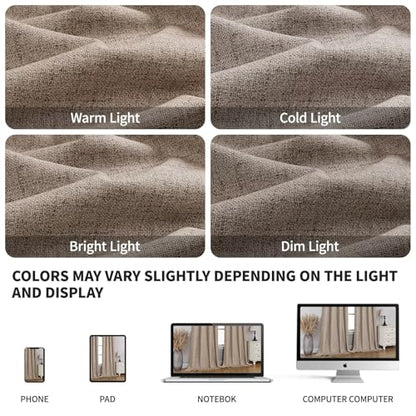 CUCRAF 100% Blackout Window Curtains 54 inches Long 2 Panels Set, Faux Linen Look Thermal Insulated Grommet Drapes, Room Darkening Curtain for Bedroom Living Room(W52 x L54 Inch, Light Khaki) - color: Light Khaki, size: 52"W x 54"L (Pack of 2)
