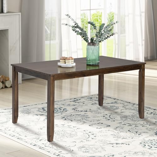 Knocbel Classic 4-Person Dining Table for Small Space, Wooden Apartment Condo Pub Bistro Kitchen Dining Furniture, Standard Height (Walnut Rectangular 30" H) - color: Walnut Rectangular 30"h