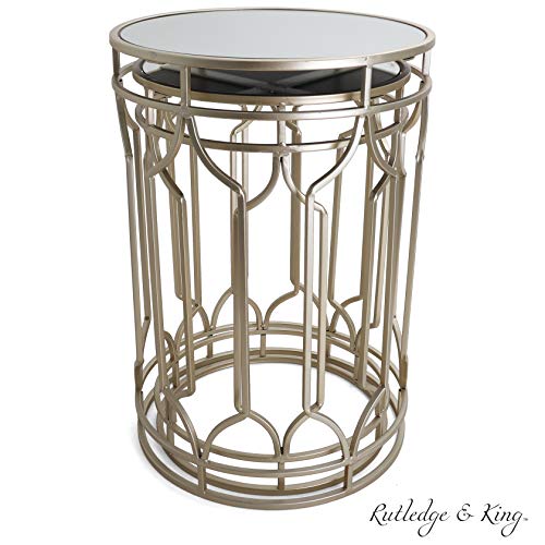 Nested Metal Side Tables - Set of 2 for Living Room & Bedroom (Gold) - color: Alexander - Gold