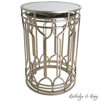Nested Metal Side Tables - Set of 2 for Living Room & Bedroom (Gold) - color: Alexander - Gold