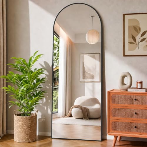 ITSRG Floor Mirror, Full Length Mirror with Stand, Arched Wall Mirror Full Length, Black Floor Mirror Freestanding, Wall Mounted for Bedroom, Black - color: Black, size: 59"L x 18"W