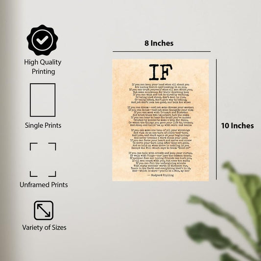 ALPINE INK CO. If by Rudyard Kipling Poster - Inspirational Poem Wall Art - Motivational Quote Art for Office, Bedroom, or Study - 8x10 Unframed Print - color: Style-20, size: 8"L x 10"W
