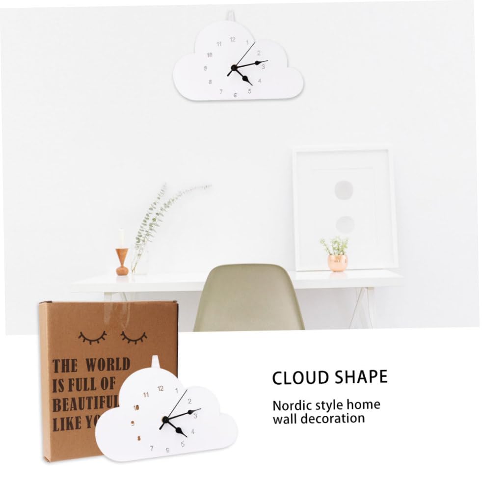 GARVALON Cloud-Shaped Nordic-Style Desktop Clock White Quiet Bedroom Clock Modern Decor