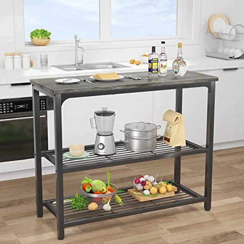 Ecoprsio Small Console Table, Sofa Table with Double Mesh Shelves, Modern Entryway Table for Entryway, Hallway, Foyer, Front Hall, Sofa Couch, Living Room, Bar, Kitchen, 32 Inch, Grey - color: Grey, style: 3-Tier