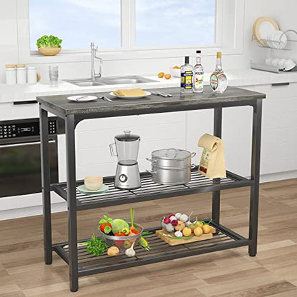 Ecoprsio Small Console Table, Sofa Table with Double Mesh Shelves, Modern Entryway Table for Entryway, Hallway, Foyer, Front Hall, Sofa Couch, Living Room, Bar, Kitchen, 32 Inch, Grey - color: Grey, style: 3-Tier