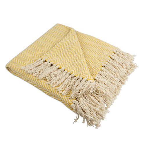 DII Chevron Throw Collection Handloomed Cotton, 50x60, Marigold - color: Marigold, size: 50x60"
