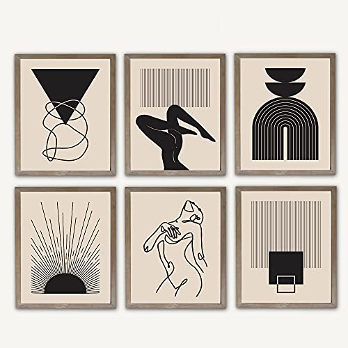 Eleville 8X10 Unframed Set of 6 Minimalist Wall Art Mid Century Art Wall Decor Mid Century Modern Decor Contemporary Wall Art Boho Prints Zen Wall Art wgn554