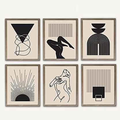 Eleville 8X10 Unframed Set of 6 Minimalist Wall Art Mid Century Art Wall Decor Mid Century Modern Decor Contemporary Wall Art Boho Prints Zen Wall Art wgn554