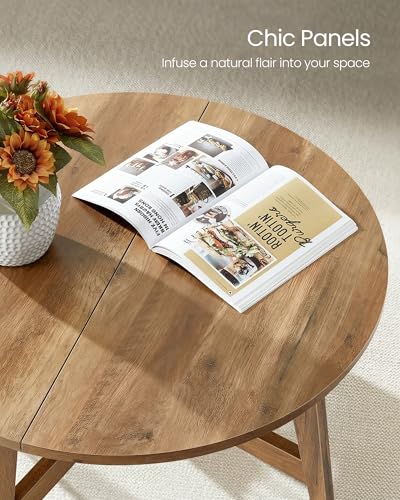 VASAGLE Round Coffee Table, 31.5-Inch Center Table, Tapered Legs | Curved Transitions, Easy to Assemble, for Living Room, Honey Brown, MAEZO Collection ULCT251KB01S - color: Honey Brown, size: 31.5"Dia. x 18"H