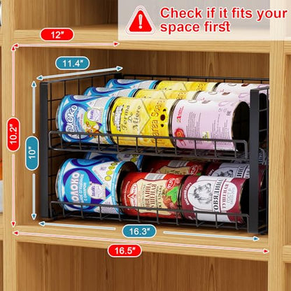 3-Pack Stackable Can Rack Organizer, Adjustable Can Holder for Pantry | 2-Tier Rolling Can Dispenser Holds Up to 90 Cans, Canned Food Storage Organizer for Kitchen Cabinet, Black - style: 2-Tier 3-Pack