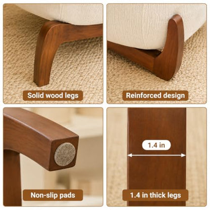 Modern Velvet Armless Accent Chair with Solid Wood Legs, Upholstered Single Lounge Chair, Comfy Reading Chair for Living Room, Bedroom & Reading Nook (White + Fabric, 1 Pack, Solid Wood) - color: White + Fabric, size: 1 Pack