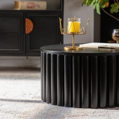 27.56" Round Lift-Top Coffee Table with Hidden Storage & Sturdy Pedestal, Modern Wooden Center Accent End Tea Table, No Need Assemble, Black - color: 27.56" Round Lift-top, Black