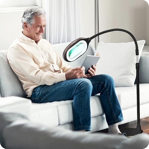 Brightech LightView Pro Magnifying LED Desk Lamp with Flexibility & Durability, 3 in 1 LED Glass Magnifier, Work Light for Hobbies & Reading - Black - color: Black