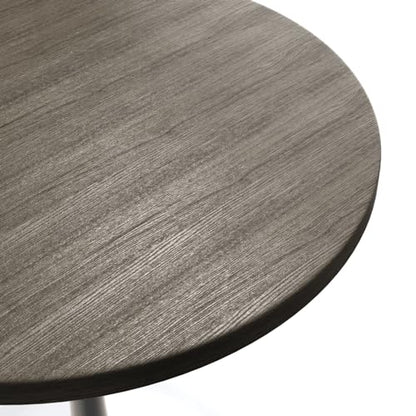 LeisureMod Verve Modern Round Dining Table,Tabletop with Pedestal Base, Contemporary Kitchen & Dining Room Table, Mid-Century Breakfast Nook Table (White Base, Dark Maple) - color: Dark Maple Wood, size: 27 inch Wide