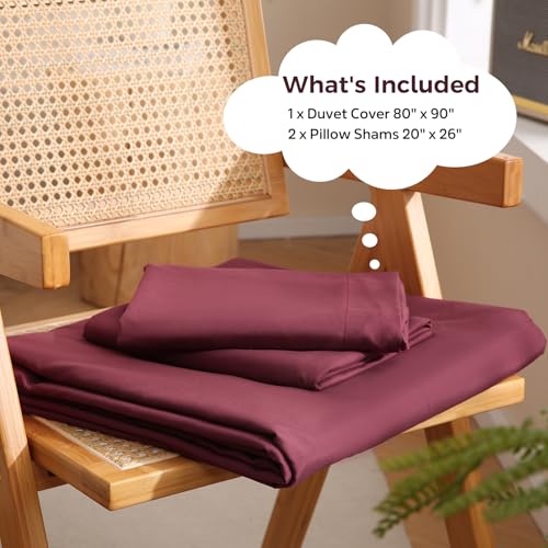 JSD Burgundy Duvet Cover Set Full Size | 3 Piece Soft Microfiber Duvet Cover with Pillow Shams Zipper Closure, Comforter Not Included, Oeko-Tex Certified - color: Burgundy, size: Full