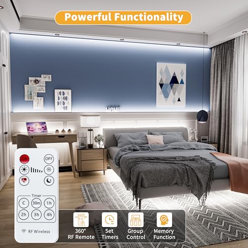 PAUTIX 5V USB COB LED Strip Light 6.56ft/2m 1200lm, Dimmable 640LEDs 6000K Daylight White CRI90+ with RF Remote TV Backlight,Flexible Under Cabinet Tape Light for Bedroom,Kitchen,Home DIY Lighting - color: 6000K